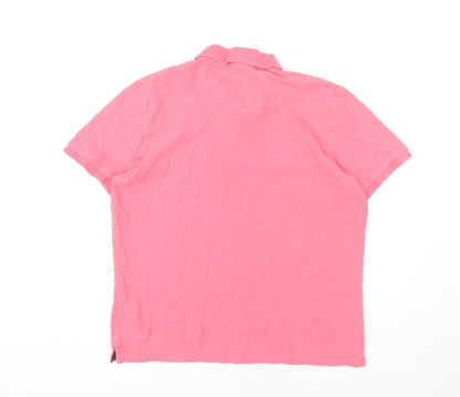 Marks and Spencer Men's Pink Polo Shirt Size L