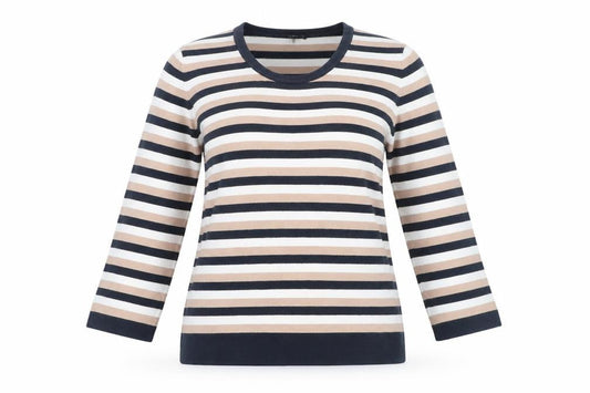 Front view of Jaeger Women's Multicoloured Stripe jumper L