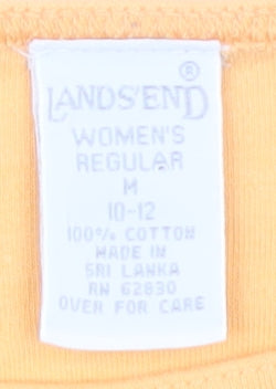 Womens UK Size M Lands' End Orange Basic T-Shirt