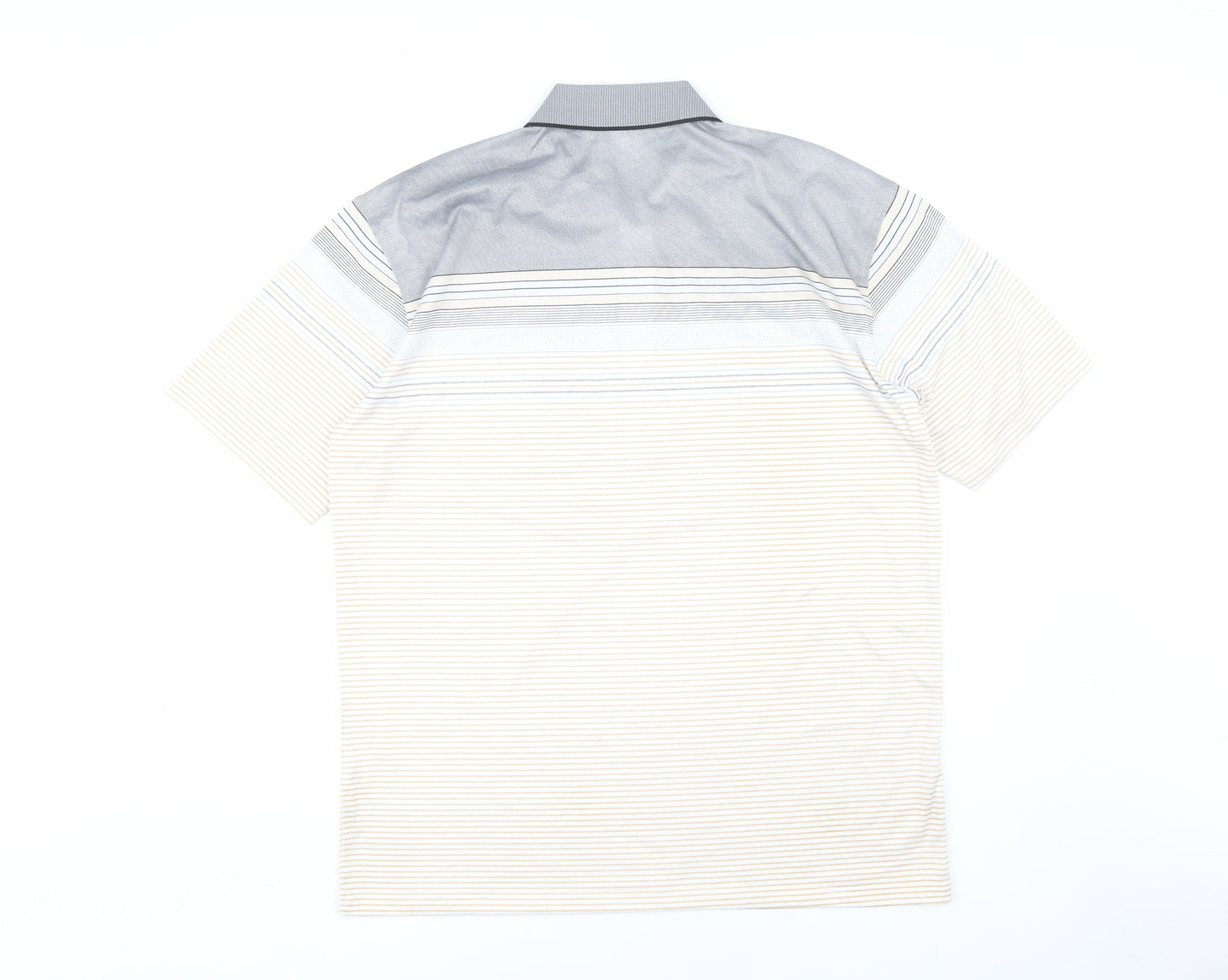 Charles Norton Men’s XL Grey Beige Striped Polo Shirt