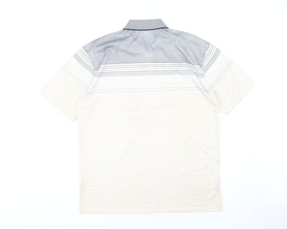Charles Norton Men’s XL Grey Beige Striped Polo Shirt