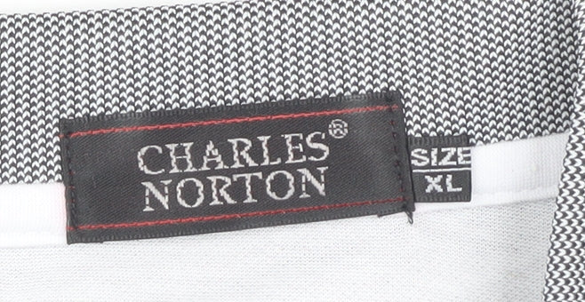 Charles Norton Men’s XL Grey Beige Striped Polo Shirt