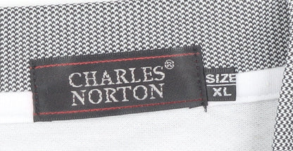 Charles Norton Men’s XL Grey Beige Striped Polo Shirt