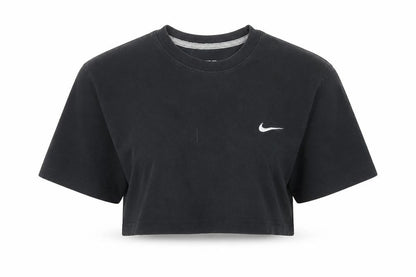 Front view of Nike Black Crop T-Shirt M unisex adults regular fit