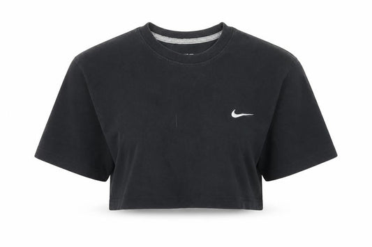 Front view of Nike Black Crop T-Shirt M unisex adults regular fit