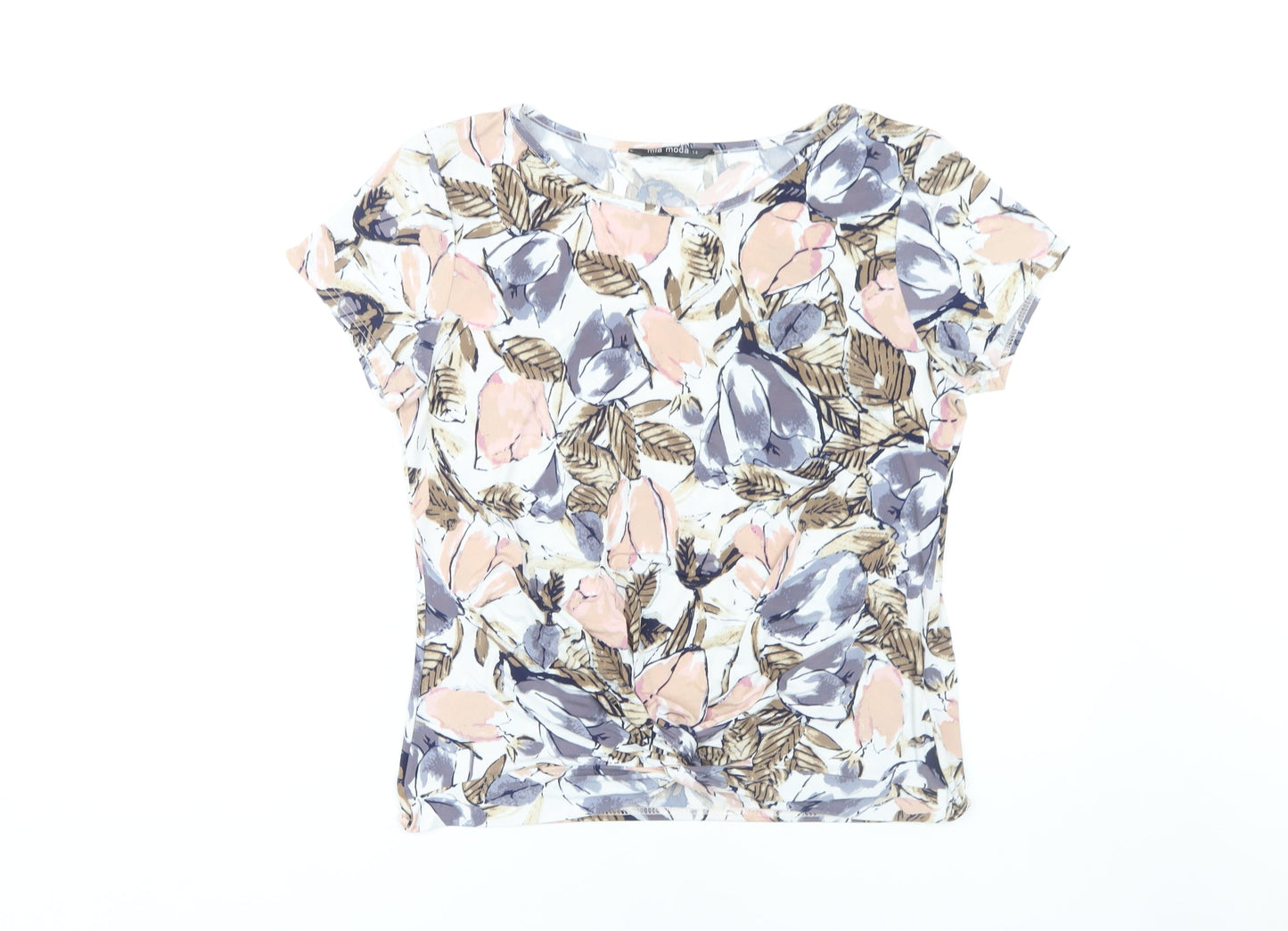 Womens UK Size 14 Mia Moda Multicoloured Basic T-Shirt