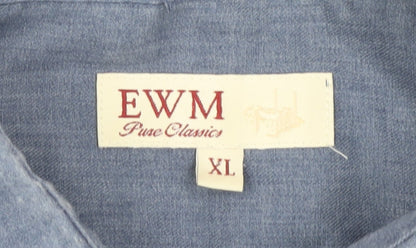 EWM Men’s Blue XL Long Sleeve Casual Shirt