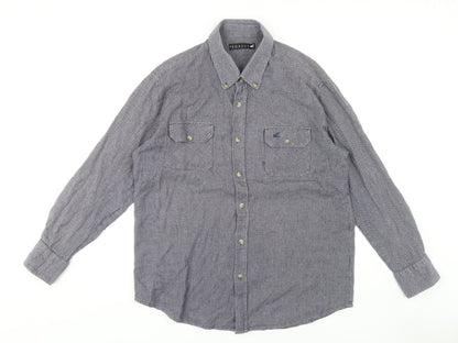 Pegasus Men's Blue Check Long Sleeve Button-Down Shirt