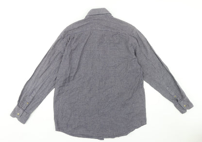Pegasus Men's Blue Check Long Sleeve Button-Down Shirt