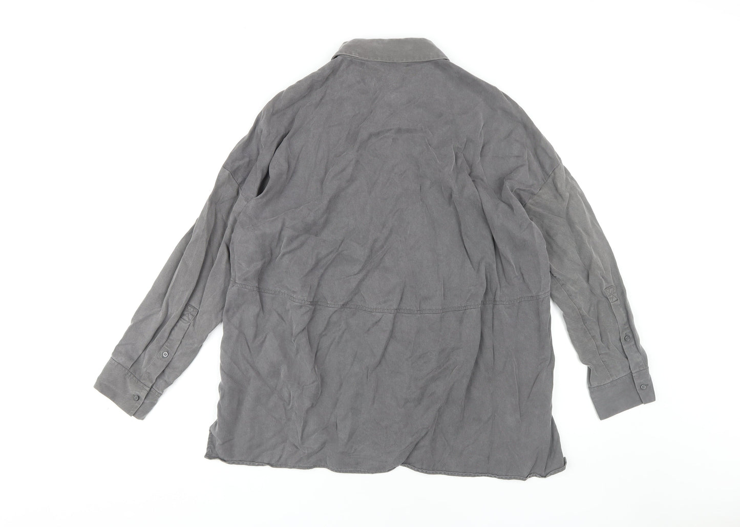 Womens UK Size S COS Grey Basic Button-Up