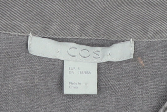 Womens UK Size S COS Grey Basic Button-Up