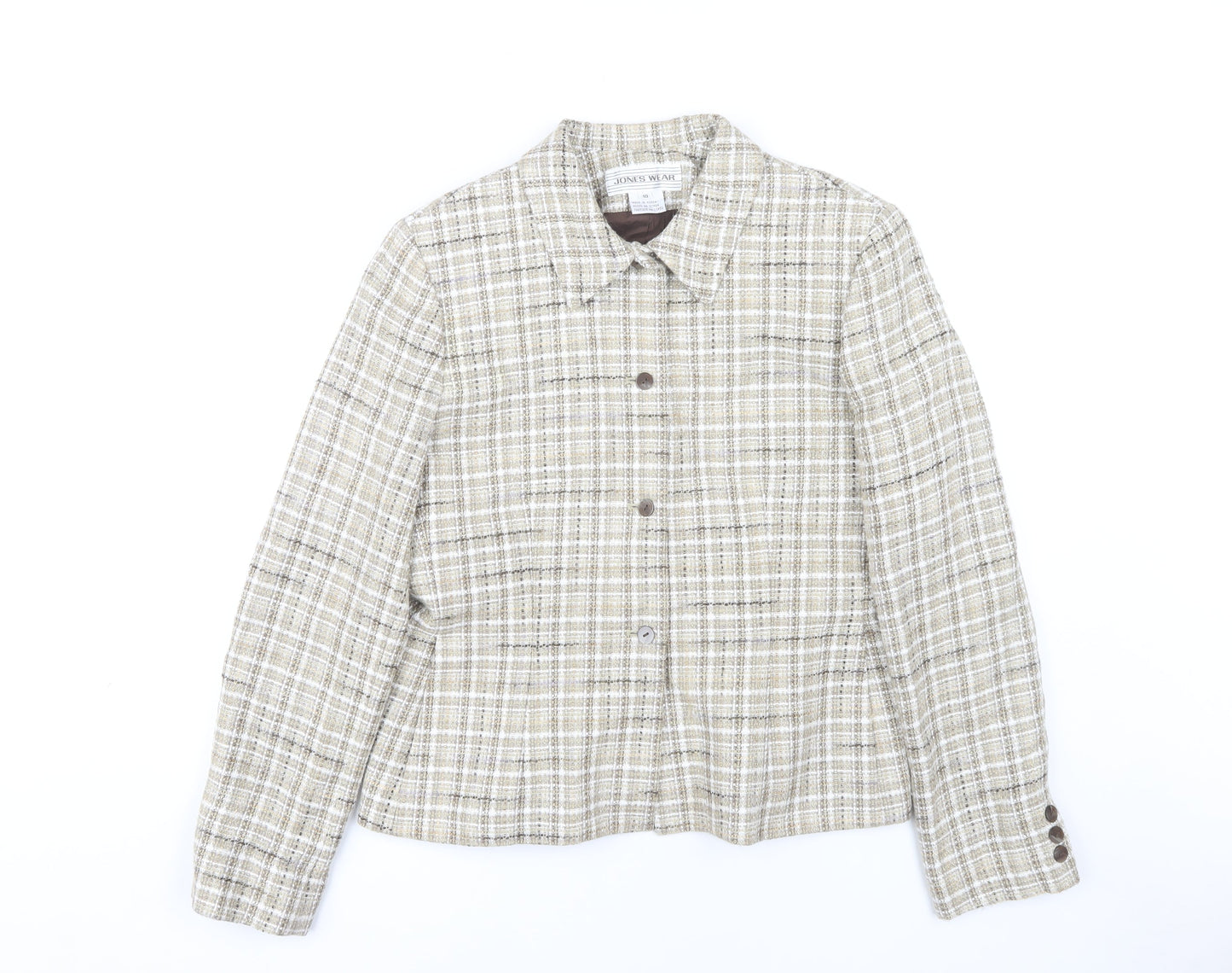 Jones Wear Women's Beige Check Tweed Jacket Size 10