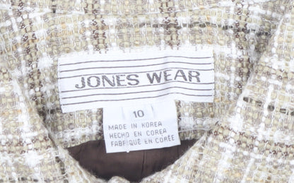 Jones Wear Women's Beige Check Tweed Jacket Size 10