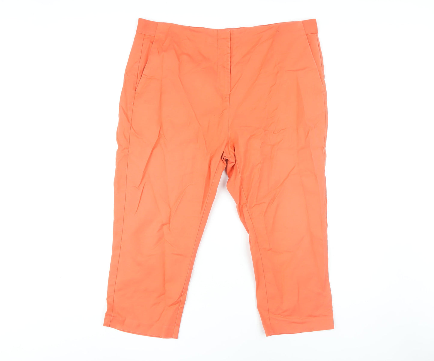 Womens UK Size 18 Marks and Spencer Regular Fit Cropped Orange Trousers