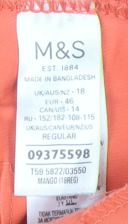 Womens UK Size 18 Marks and Spencer Regular Fit Cropped Orange Trousers