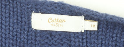 Womens UK Size 12 Cotton Traders Blue Cardigan Jumper