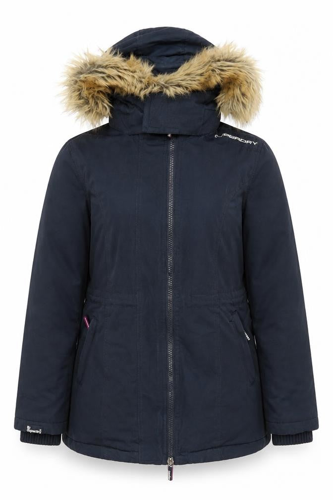 Womens UK Size L Superdry Black Windbreaker Coat