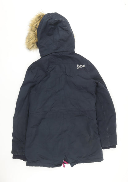 Womens UK Size L Superdry Black Windbreaker Coat