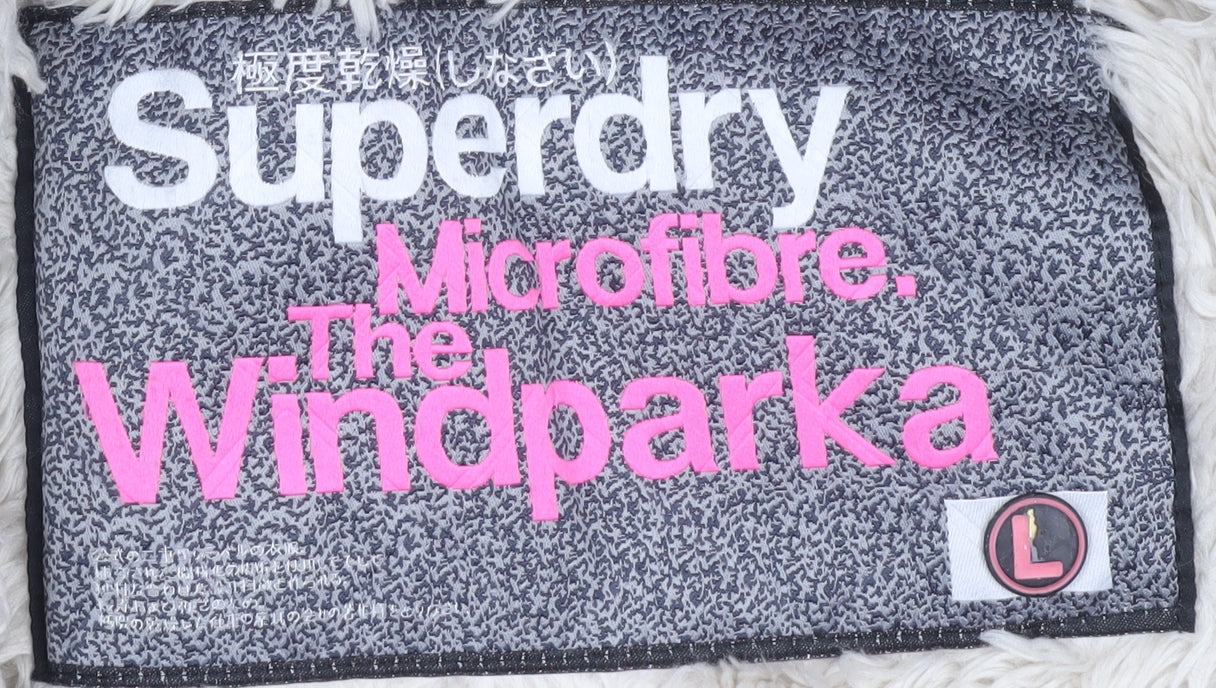 Womens UK Size L Superdry Black Windbreaker Coat