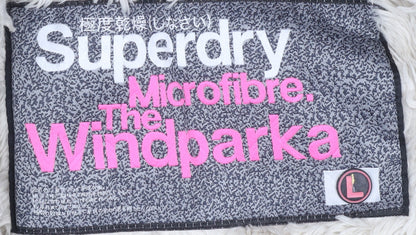 Womens UK Size L Superdry Black Windbreaker Coat