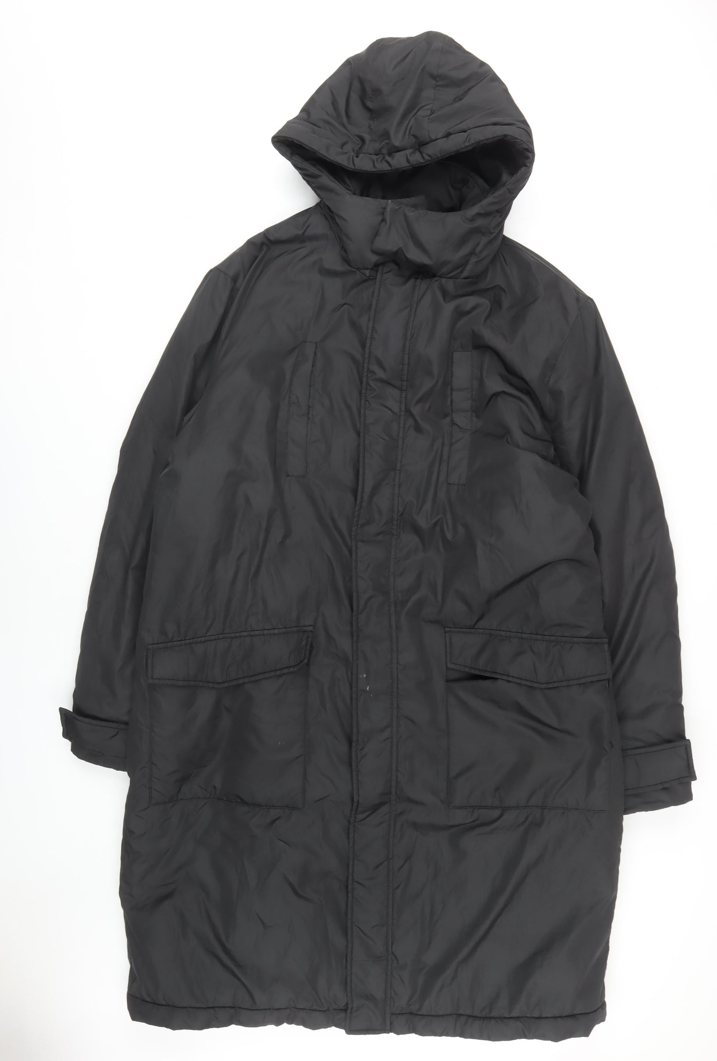 ASOS DESIGN Men's Black L Parka Coat with Hood