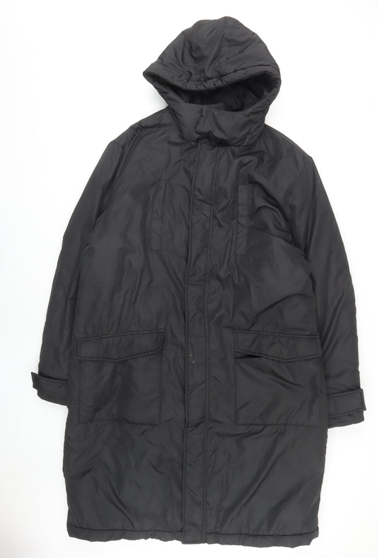 ASOS DESIGN Men's Black L Parka Coat with Hood