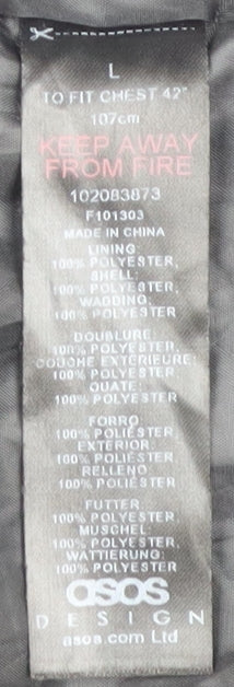 ASOS DESIGN Men's Black L Parka Coat with Hood