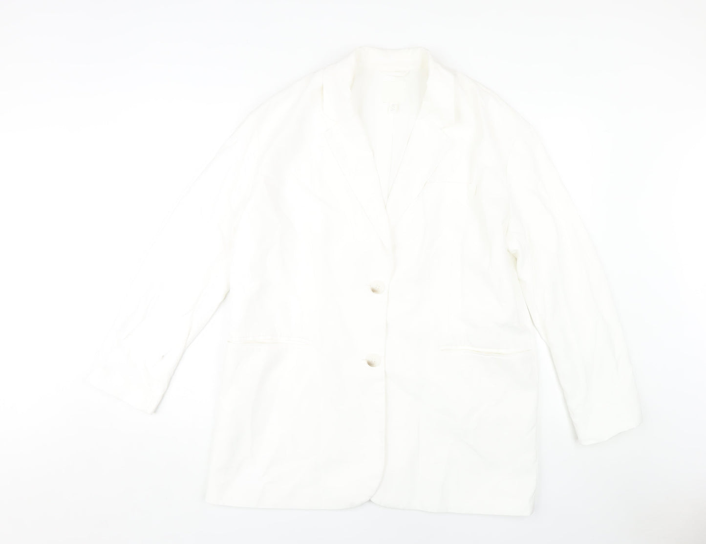 H&M Women's White Blazer, Size S, Elegant Office Casual