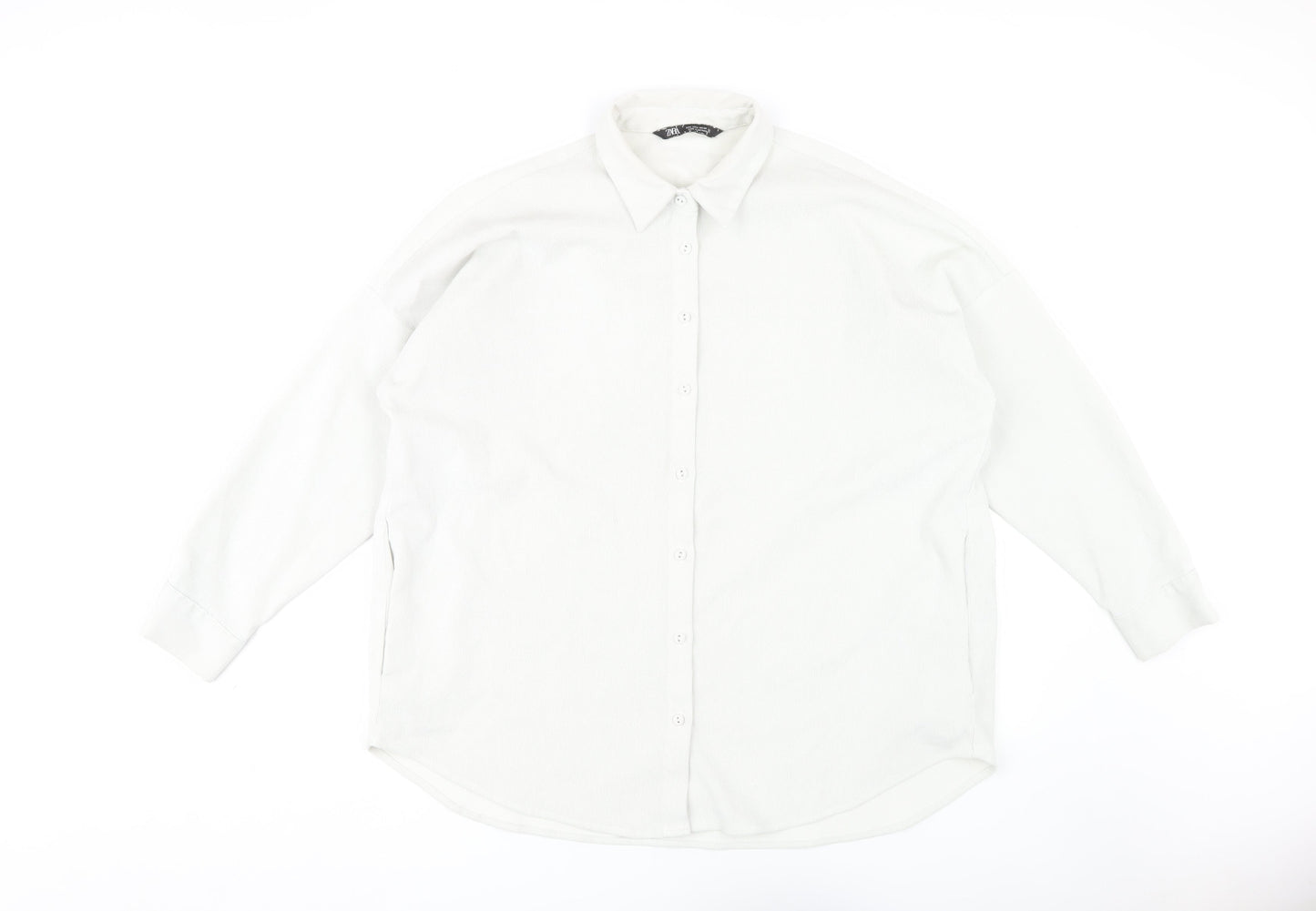 Womens UK Size 2 Zara White Basic Button-Up