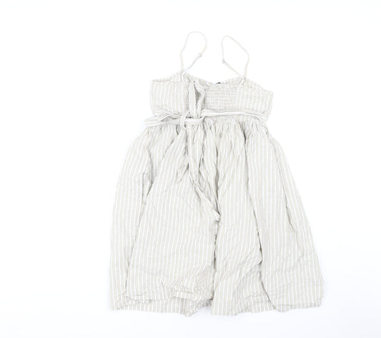 Topshop Women Grey Striped Sundress Size 8 Summer Style