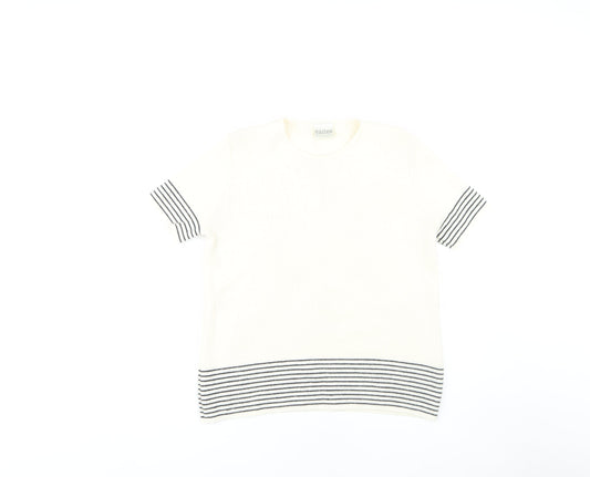 Eastex Women's White Striped Short Sleeve Jumper Size 10