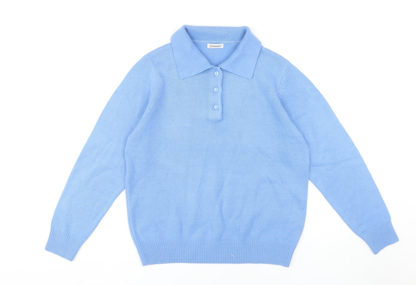 Damart Women's Blue Collared Jumper M Long Sleeve