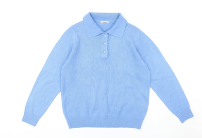 Damart Women's Blue Collared Jumper M Long Sleeve