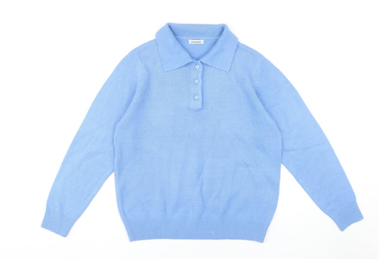 Damart Women's Blue Collared Jumper M Long Sleeve