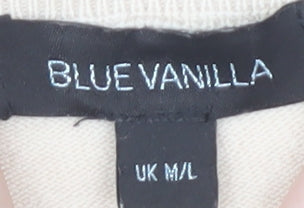 Womens UK Size M/L Blue Vanilla Beige Tunic Jumper