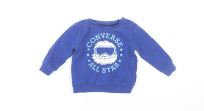 Converse Unisex Blue Pullover T-Shirt, 18-24 Months, Logo Print