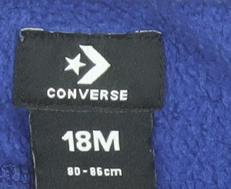 Converse Unisex Blue Pullover T-Shirt, 18-24 Months, Logo Print