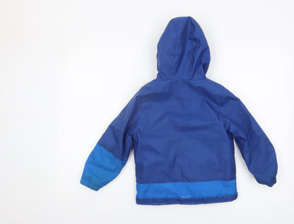 Decathlon Boys Blue Hooded Puffer Jacket 4 Years