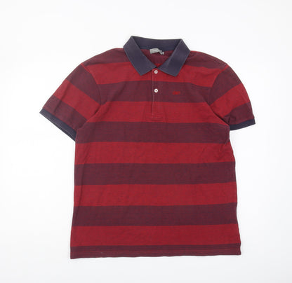 Jaeger Men's Red Striped Polo Shirt, Medium