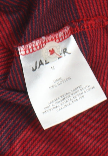 Jaeger Men's Red Striped Polo Shirt, Medium