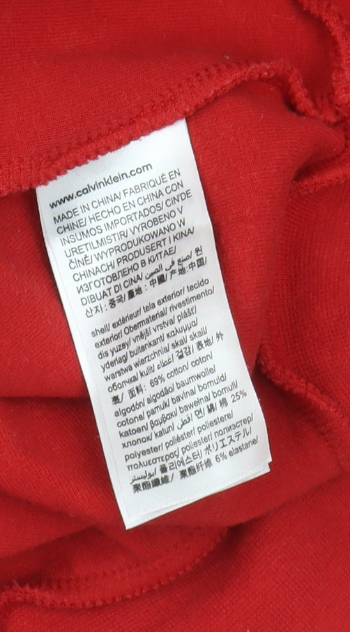 Mens UK Size XS Calvin Klein Red Pullover Hoodie