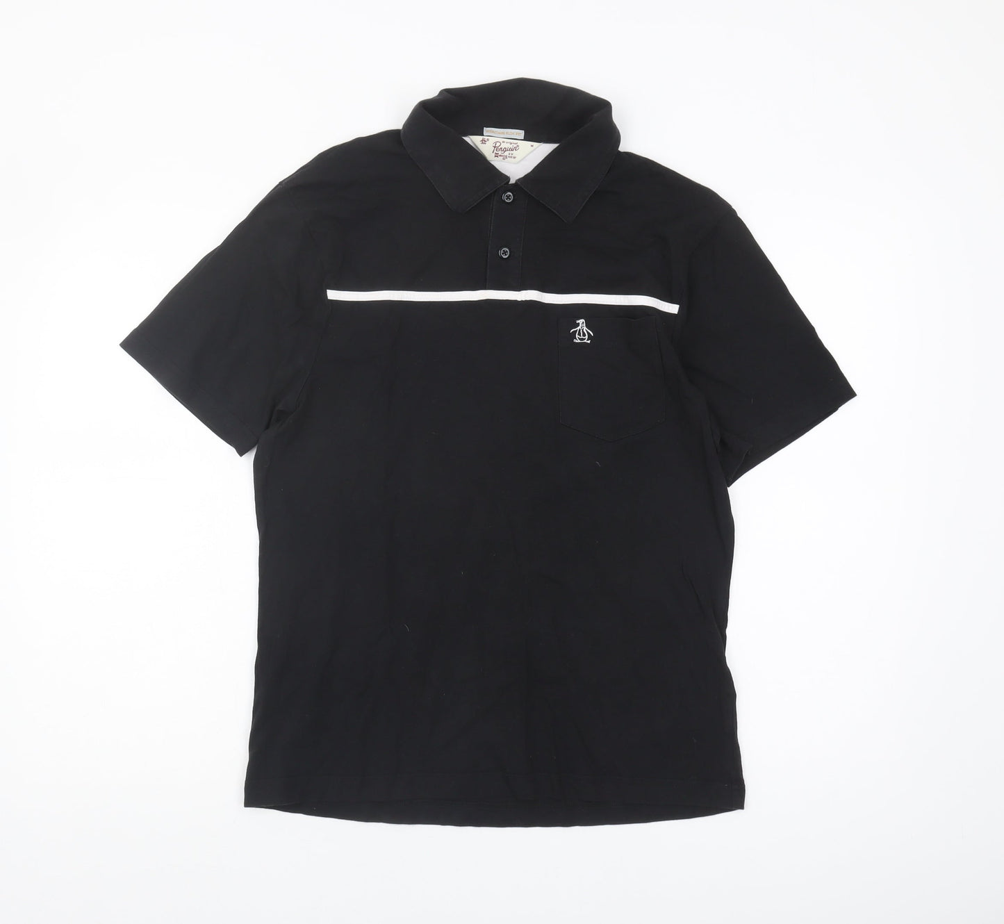 Penguin Men's Black Slim Fit Polo, M, Short Sleeve