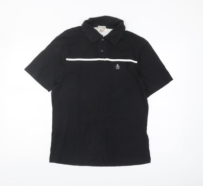 Penguin Men's Black Slim Fit Polo, M, Short Sleeve