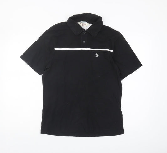 Penguin Men's Black Slim Fit Polo, M, Short Sleeve