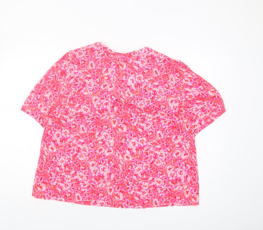 Hush Women's Pink Floral Blouse Size 16 V-Neck