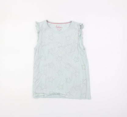 Boden Girls Blue Sleeveless Blouse - 11-12 Years, Ruffle Accent