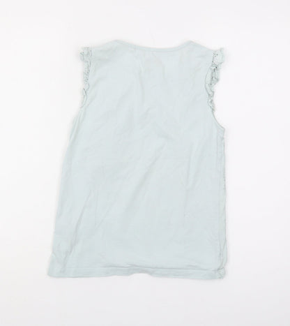 Boden Girls Blue Sleeveless Blouse - 11-12 Years, Ruffle Accent