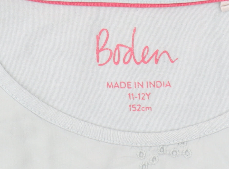 Boden Girls Blue Sleeveless Blouse - 11-12 Years, Ruffle Accent