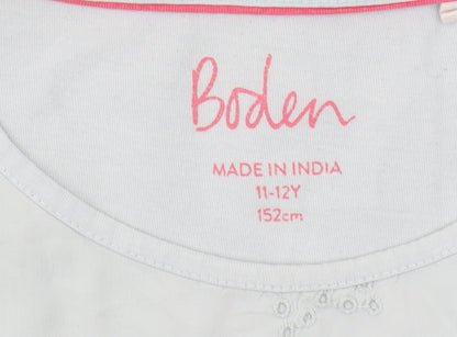 Boden Girls Blue Sleeveless Blouse - 11-12 Years, Ruffle Accent