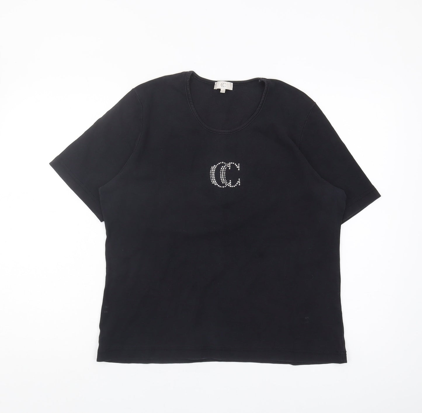 Womens UK Size XL Country Casuals Black Basic T-Shirt